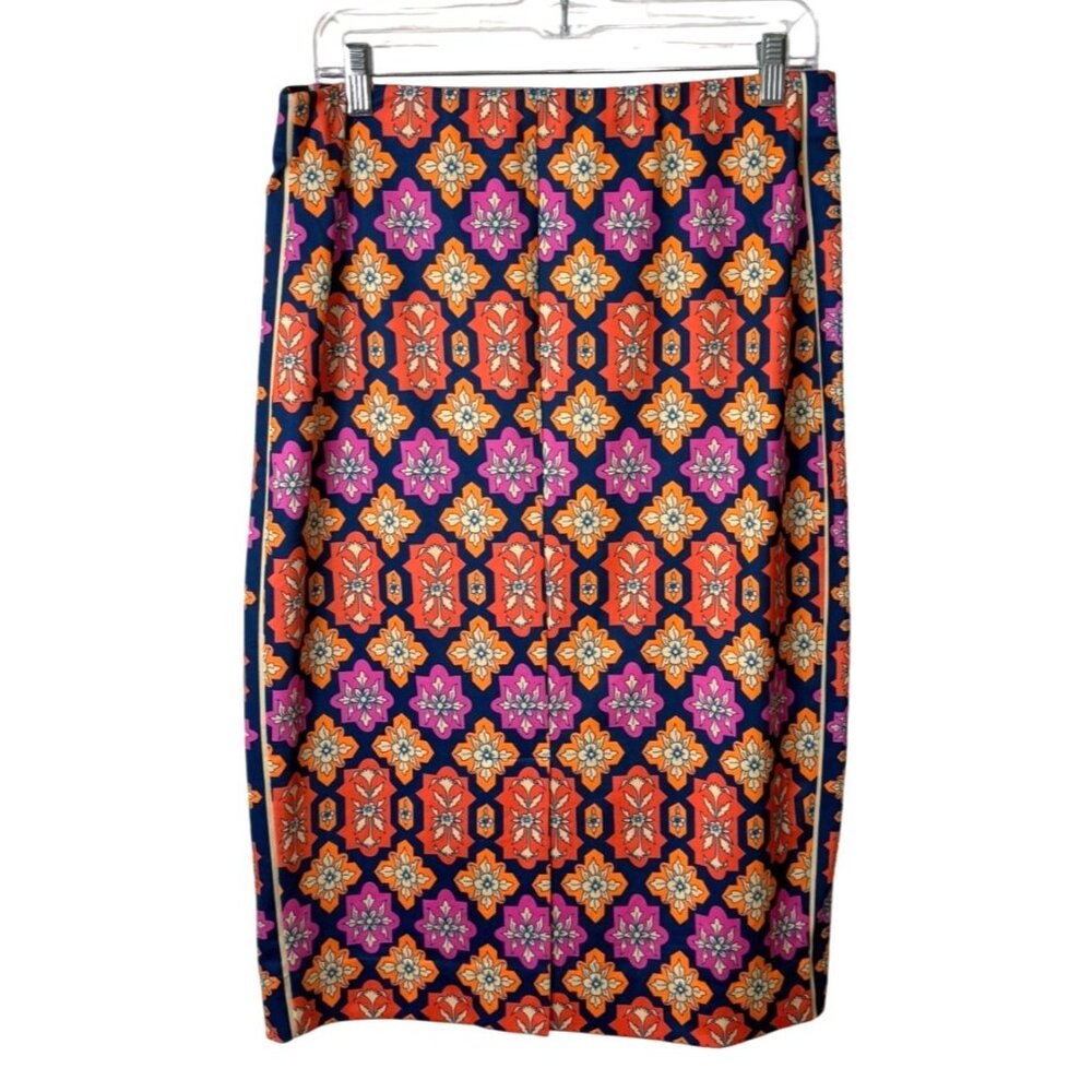 Gretchen Scott Haveli Pencil Skirt Orange Pink Blue Geometric Stretch Size L - Picture 1 of 6